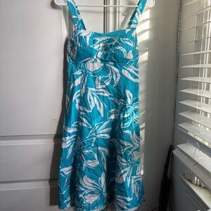 Sleeveless Turquoise Floral Midi Dress